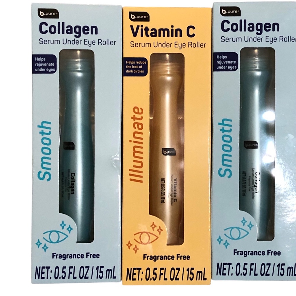 2/$30 B Pure 3 pack Collagen and Vitamin C Under Eye Serum Rollers